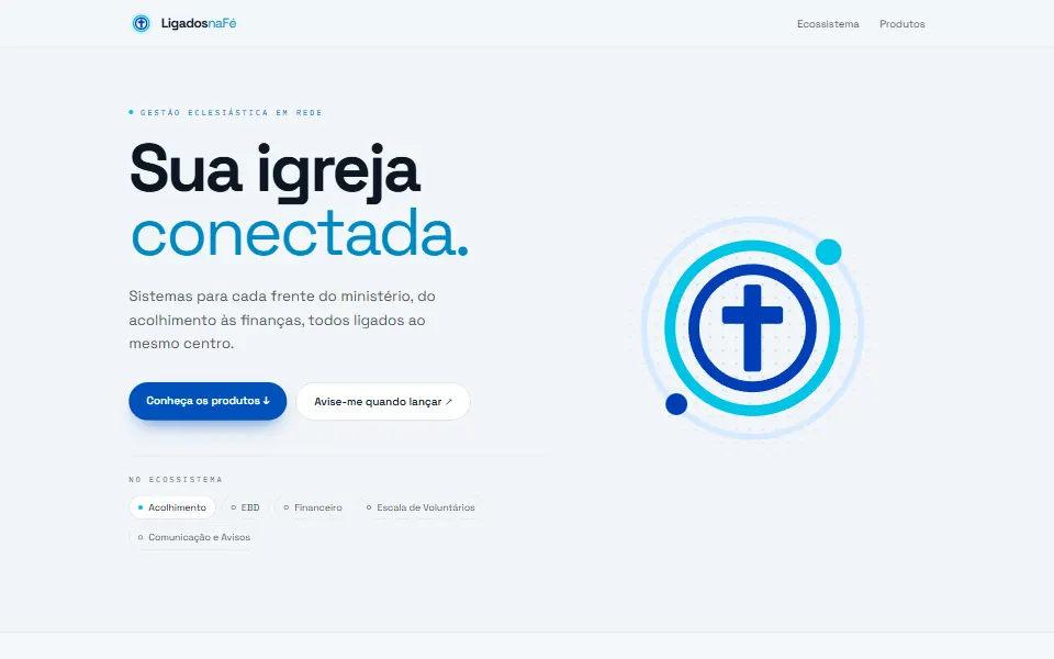 Página inicial do site Ligados na Fé