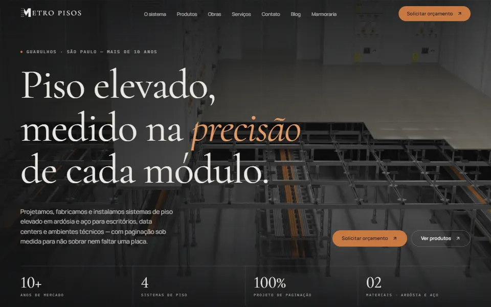 Página inicial do site Metro Pisos